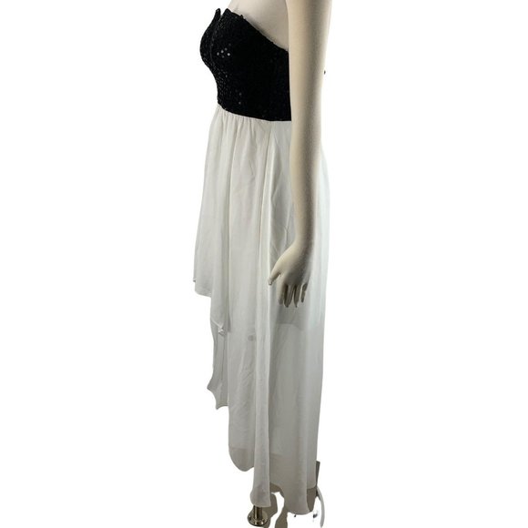 B. Darlin 1/2 Party Dress Formal Black White Hi Lo - Picture 4 of 7